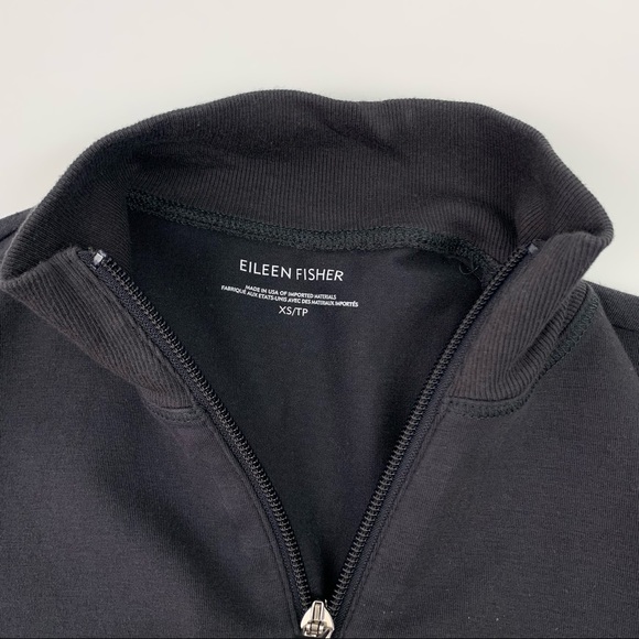 Eileen Fisher Jersey Jacket Mock Neck Ribbed Sleeves Full Zip Size XS - Picture 6 of 10